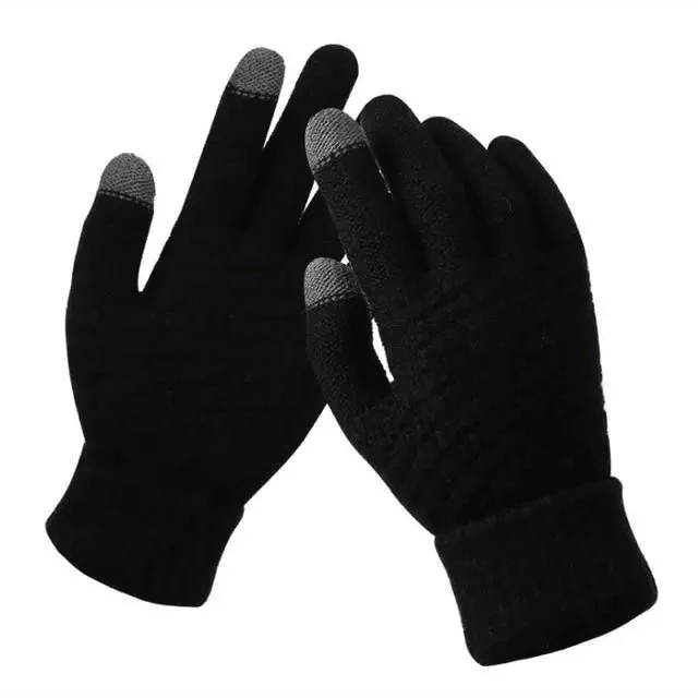 Women Winter Modern Touchscreen Gloves Thicken Warm Knitted Stretch One Size Gloves Full Finger Outdoor Skiing Gloves Stevvex
