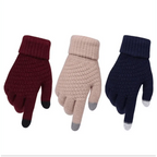 Women Winter Modern Touchscreen Gloves Thicken Warm Knitted Stretch One Size Gloves Full Finger Outdoor Skiing Gloves Stevvex