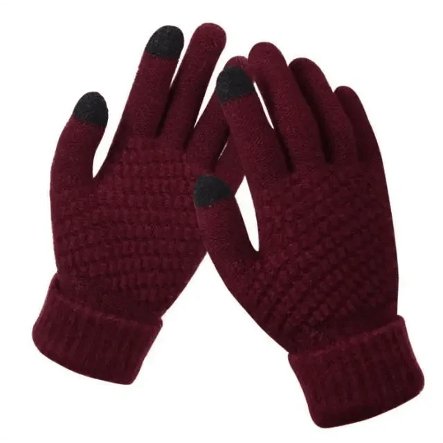 Women Winter Modern Touchscreen Gloves Thicken Warm Knitted Stretch One Size Gloves Full Finger Outdoor Skiing Gloves Stevvex