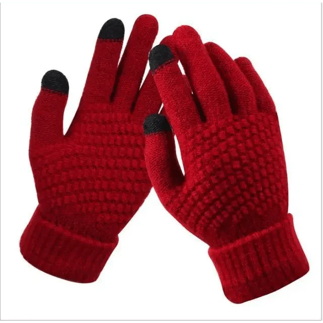Women Winter Modern Touchscreen Gloves Thicken Warm Knitted Stretch One Size Gloves Full Finger Outdoor Skiing Gloves Stevvex