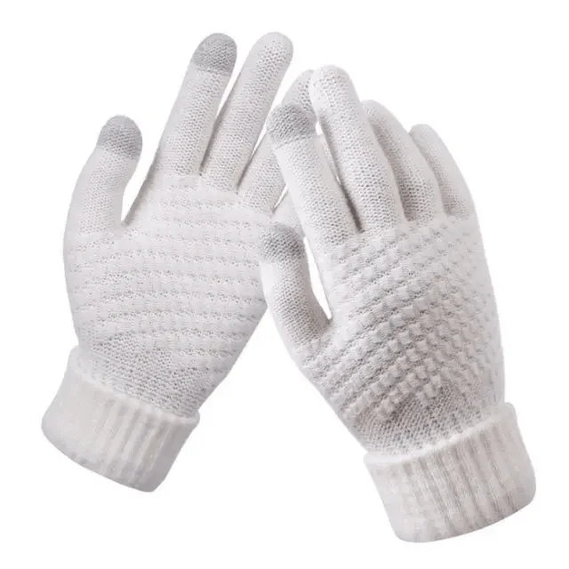 Women Winter Modern Touchscreen Gloves Thicken Warm Knitted Stretch One Size Gloves Full Finger Outdoor Skiing Gloves Stevvex