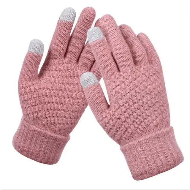 Women Winter Modern Touchscreen Gloves Thicken Warm Knitted Stretch One Size Gloves Full Finger Outdoor Skiing Gloves Stevvex