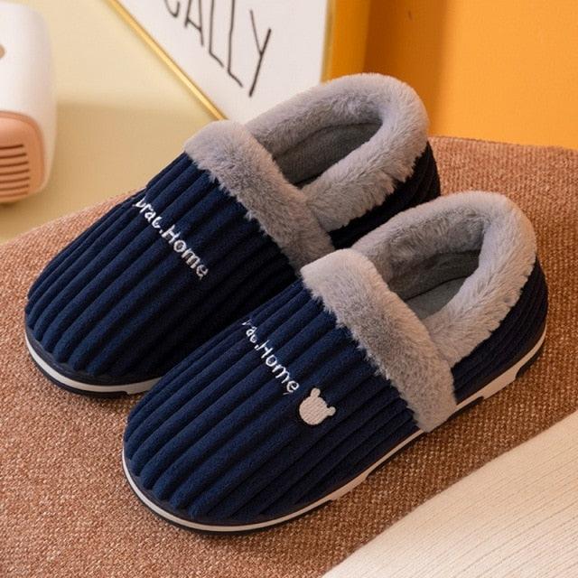 Women Winter Slippers Female Plush Thick Bottom Home Cotton Shoes Non-Slip Comfortable Indoors Flats Men's Plush Fleece Lined House Shoes Indoor Outdoor Anti-Skid Rubber Sole Stevvex