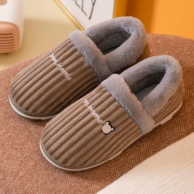 Women Winter Slippers Female Plush Thick Bottom Home Cotton Shoes Non-Slip Comfortable Indoors Flats Men's Plush Fleece Lined House Shoes Indoor Outdoor Anti-Skid Rubber Sole Stevvex