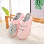 Women Winter Warm Home Slippers Couple Shoes Plush Cat Animal Slip On Soft Indoor Flats Comfort Cozy Memory Foam Scuff Slippers Slip On Warm House Shoes Stevvex