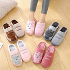 Women Winter Warm Home Slippers Couple Shoes Plush Cat Animal Slip On Soft Indoor Flats Comfort Cozy Memory Foam Scuff Slippers Slip On Warm House Shoes Stevvex
