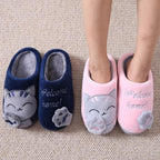 Women Winter Warm Home Slippers Couple Shoes Plush Cat Animal Slip On Soft Indoor Flats Comfort Cozy Memory Foam Scuff Slippers Slip On Warm House Shoes Stevvex