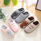 Women Winter Warm Home Slippers Couple Shoes Plush Cat Animal Slip On Soft Indoor Flats Comfort Cozy Memory Foam Scuff Slippers Slip On Warm House Shoes Stevvex