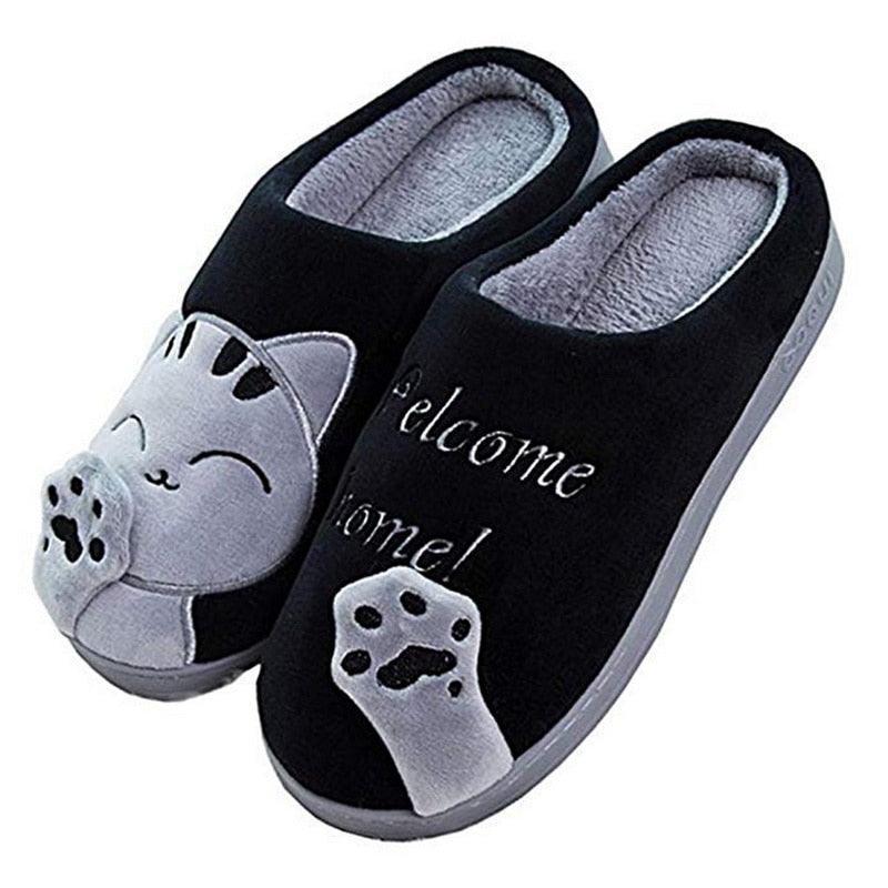 Women Winter Warm Home Slippers Couple Shoes Plush Cat Animal Slip On Soft Indoor Flats Comfort Cozy Memory Foam Scuff Slippers Slip On Warm House Shoes Stevvex
