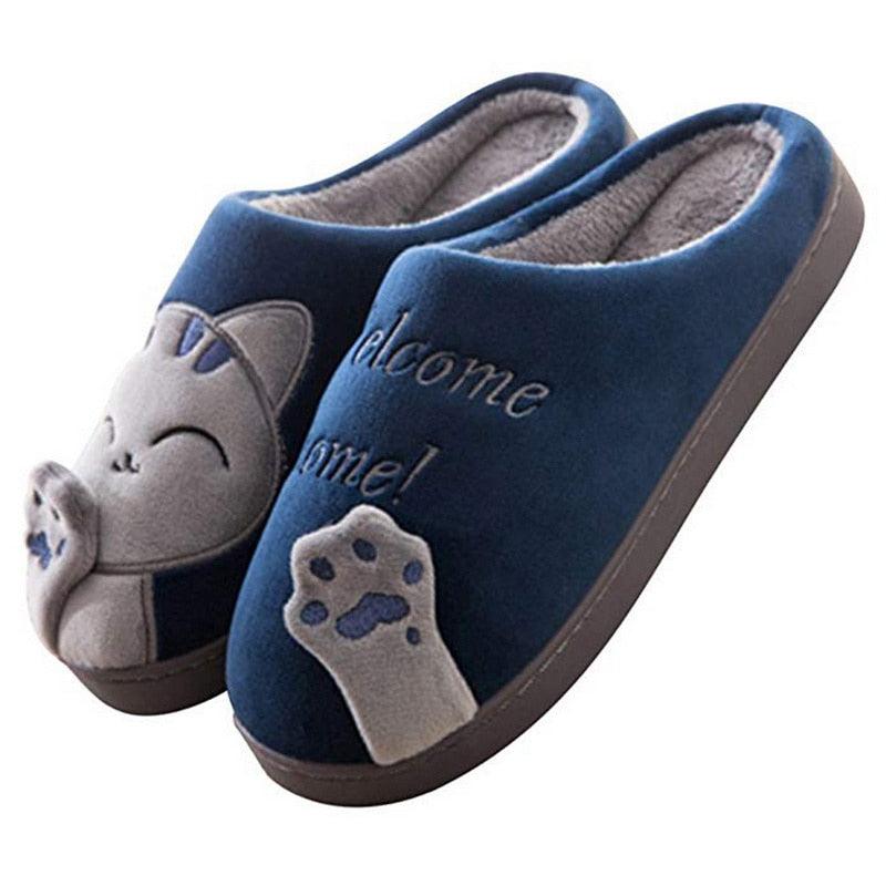 Women Winter Warm Home Slippers Couple Shoes Plush Cat Animal Slip On Soft Indoor Flats Comfort Cozy Memory Foam Scuff Slippers Slip On Warm House Shoes Stevvex