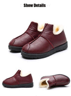 Women Winter Warm Luxury Shoes Waterproof Plush Leather Cotton Shoes Daily Home Non-slip Soft Sole Plush Lining Shoes Warm Fur Lined Booties Lace Up Flat Platform Elegant Comfortable Black Shoes Stevvex