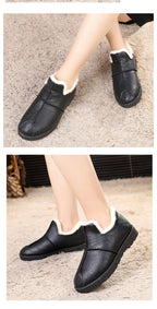 Women Winter Warm Luxury Shoes Waterproof Plush Leather Cotton Shoes Daily Home Non-slip Soft Sole Plush Lining Shoes Warm Fur Lined Booties Lace Up Flat Platform Elegant Comfortable Black Shoes Stevvex