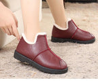 Women Winter Warm Luxury Shoes Waterproof Plush Leather Cotton Shoes Daily Home Non-slip Soft Sole Plush Lining Shoes Warm Fur Lined Booties Lace Up Flat Platform Elegant Comfortable Black Shoes Stevvex