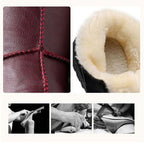 Women Winter Warm Luxury Shoes Waterproof Plush Leather Cotton Shoes Daily Home Non-slip Soft Sole Plush Lining Shoes Warm Fur Lined Booties Lace Up Flat Platform Elegant Comfortable Black Shoes Stevvex