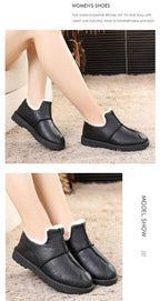 Women Winter Warm Luxury Shoes Waterproof Plush Leather Cotton Shoes Daily Home Non-slip Soft Sole Plush Lining Shoes Warm Fur Lined Booties Lace Up Flat Platform Elegant Comfortable Black Shoes Stevvex