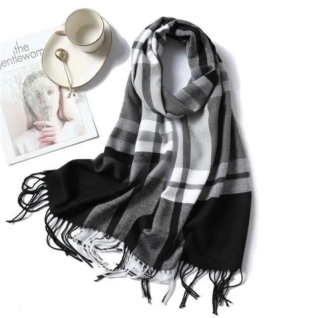 Women Winter Warm Scarf Shawl Fashion Plain  Soft Long Scarves For Women Casual Wear Travel Friendly Scarfs  Warm Winter Scarf Double Sided Thick Shawl Women Students Scarf Stevvex