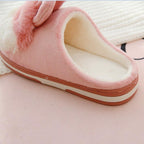 Women Winter Warm Slippers Cute Rabbit Slippers Indoor Shoes For Girls Non Slip Soft Funny Women Furry Slipper House Slippers For Women Indoor Slip On Slippers Warm Flats Shoes Soft-soled Cotton Slippers Stevvex
