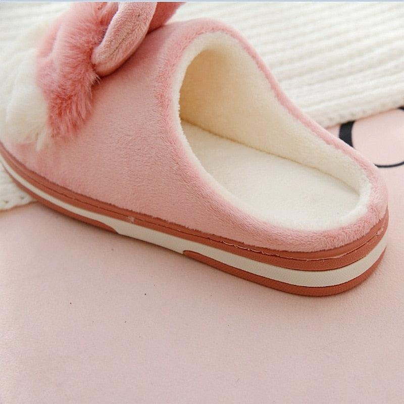 Women Winter Warm Slippers Cute Rabbit Slippers Indoor Shoes For Girls Non Slip Soft Funny Women Furry Slipper House Slippers For Women Indoor Slip On Slippers Warm Flats Shoes Soft-soled Cotton Slippers Stevvex