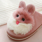 Women Winter Warm Slippers Cute Rabbit Slippers Indoor Shoes For Girls Non Slip Soft Funny Women Furry Slipper House Slippers For Women Indoor Slip On Slippers Warm Flats Shoes Soft-soled Cotton Slippers Stevvex