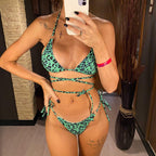 Women Wrap Around String Bikini Female Swimsuit Women Swimwear Women's Straps Halter Cross Front High Cut Adjustable 2 Pieces Bikini Set Swimsuit Two-pieces Lace Up Bikini Set Bathing Swim Suit Stevvex