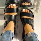 Womens Black Buckle Sandals Soft  Casual Thick Comfort Fashion Stylish Design Women Sandals Stevvex