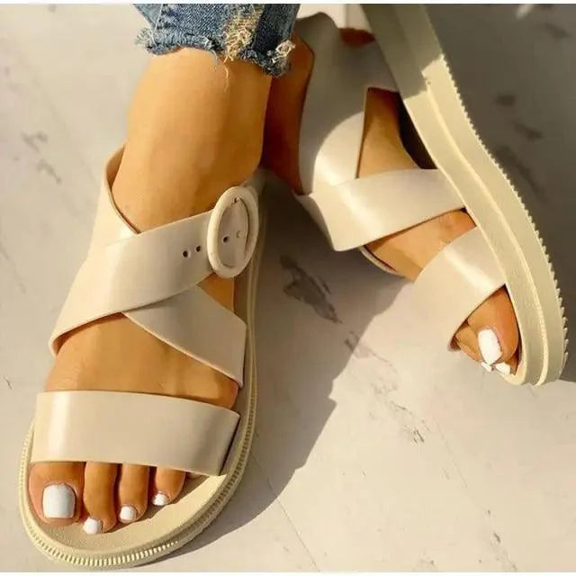Womens Black Buckle Sandals Soft  Casual Thick Comfort Fashion Stylish Design Women Sandals Stevvex
