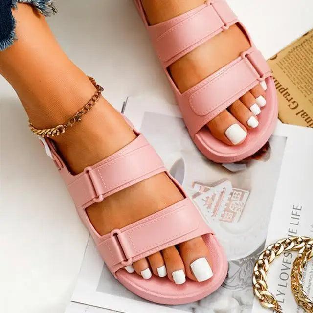 Womens Black Buckle Sandals Soft  Casual Thick Comfort Fashion Stylish Design Women Sandals Stevvex