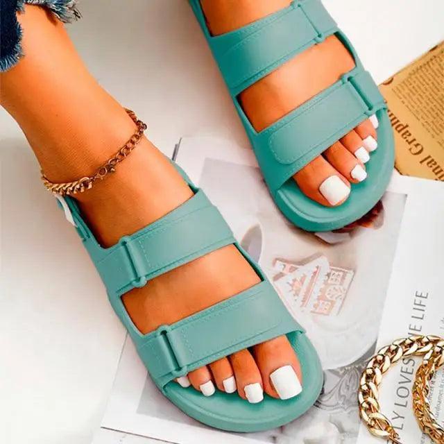 Womens Black Buckle Sandals Soft  Casual Thick Comfort Fashion Stylish Design Women Sandals Stevvex