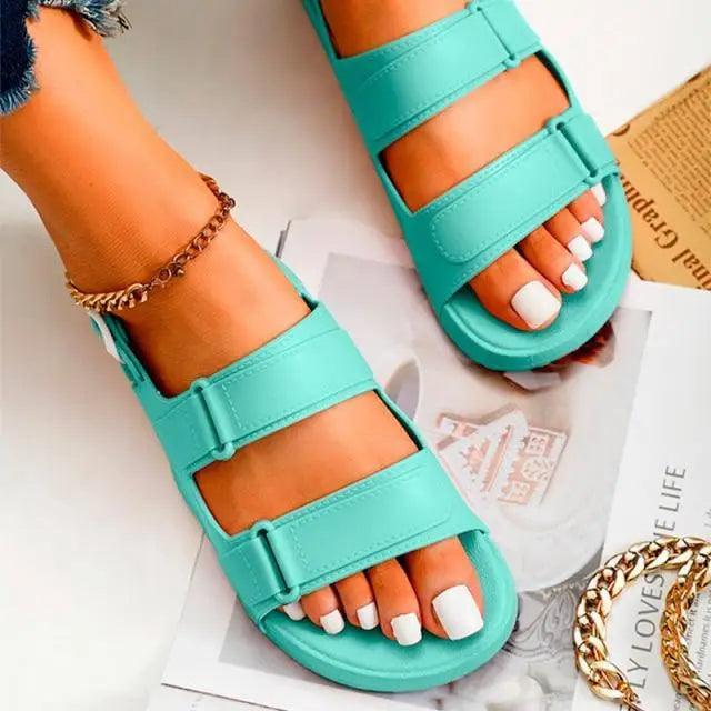 Womens Black Buckle Sandals Soft  Casual Thick Comfort Fashion Stylish Design Women Sandals Stevvex