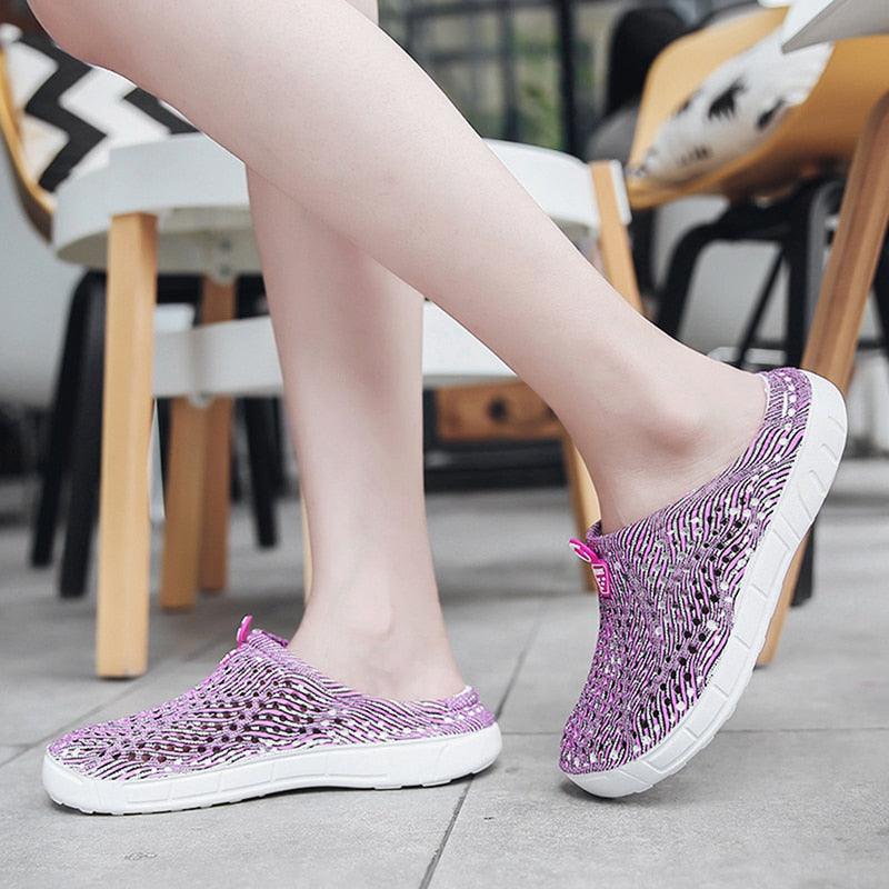 Womens Casual Clogs Breathable Beach Sandals Slippers Summer Slip On Women Flip Flops Home Shoes Breathable Water Shoes Beach Sandals Lightweight Slip-On Clogs Stevvex