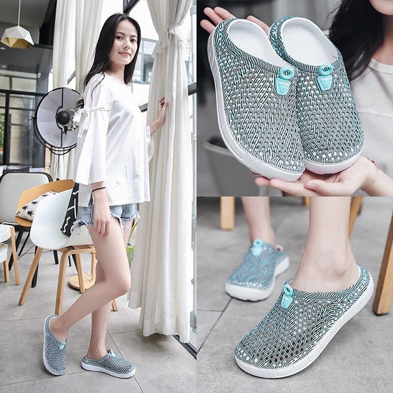 Womens Casual Clogs Breathable Beach Sandals Slippers Summer Slip On Women Flip Flops Home Shoes Breathable Water Shoes Beach Sandals Lightweight Slip-On Clogs Stevvex
