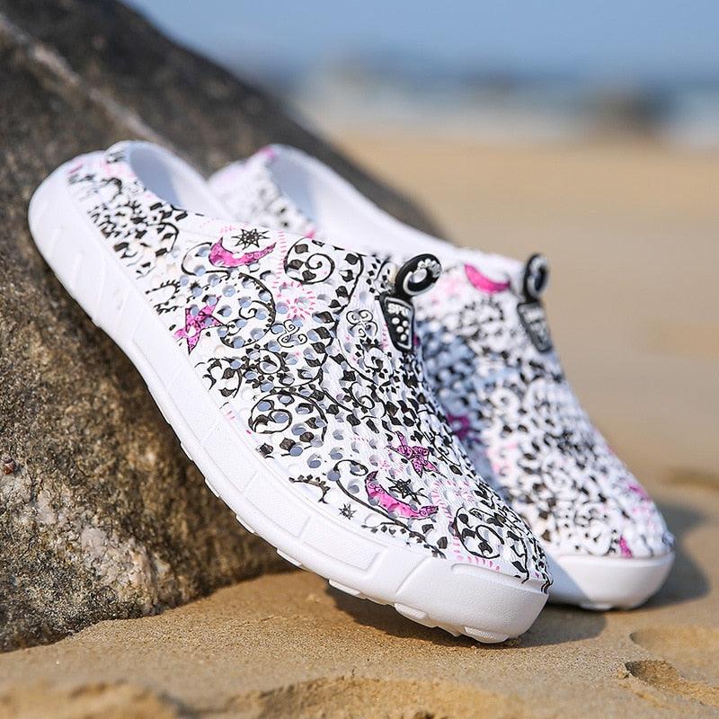 Womens Casual Clogs Breathable Beach Sandals Valentine Slippers Summer Slip On Women Flip Flops Shoes Sandals Quick Drying Slippers Walking Lightweight Rain Beach Summer Pool Water Shoes Stevvex