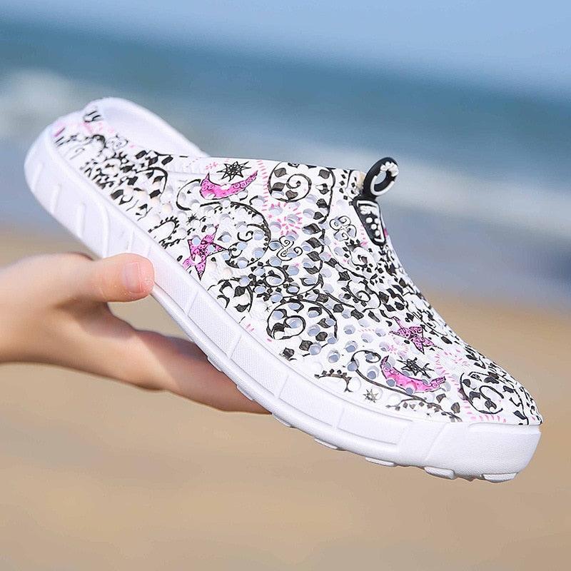 Womens Casual Clogs Breathable Beach Sandals Valentine Slippers Summer Slip On Women Flip Flops Shoes Sandals Quick Drying Slippers Walking Lightweight Rain Beach Summer Pool Water Shoes Stevvex