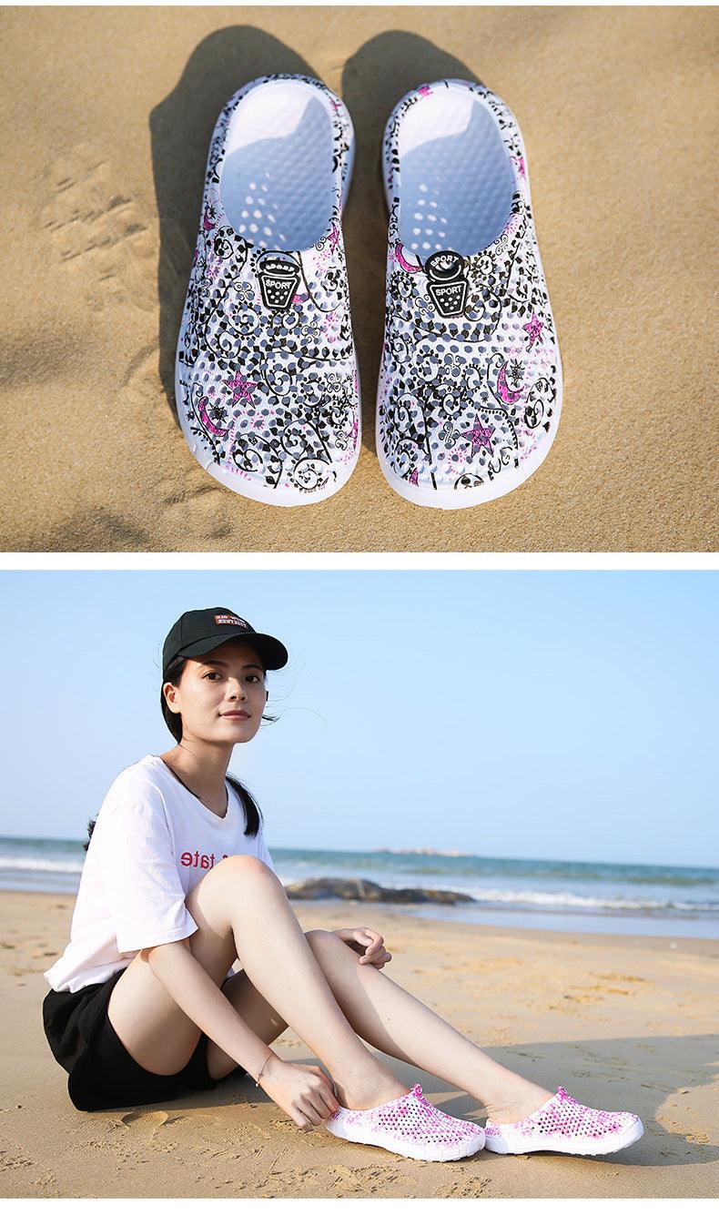 Womens Casual Clogs Breathable Beach Sandals Valentine Slippers Summer Slip On Women Flip Flops Shoes Sandals Quick Drying Slippers Walking Lightweight Rain Beach Summer Pool Water Shoes Stevvex