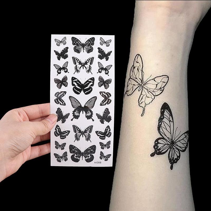 Womens Fashion 3D Butterfly Waterproof Temporary Sticker Tattoo Leg Arm Modern Blue Design For Womens Stevvex