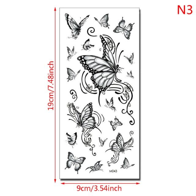 Womens Fashion 3D Butterfly Waterproof Temporary Sticker Tattoo Leg Arm Modern Blue Design For Womens Stevvex