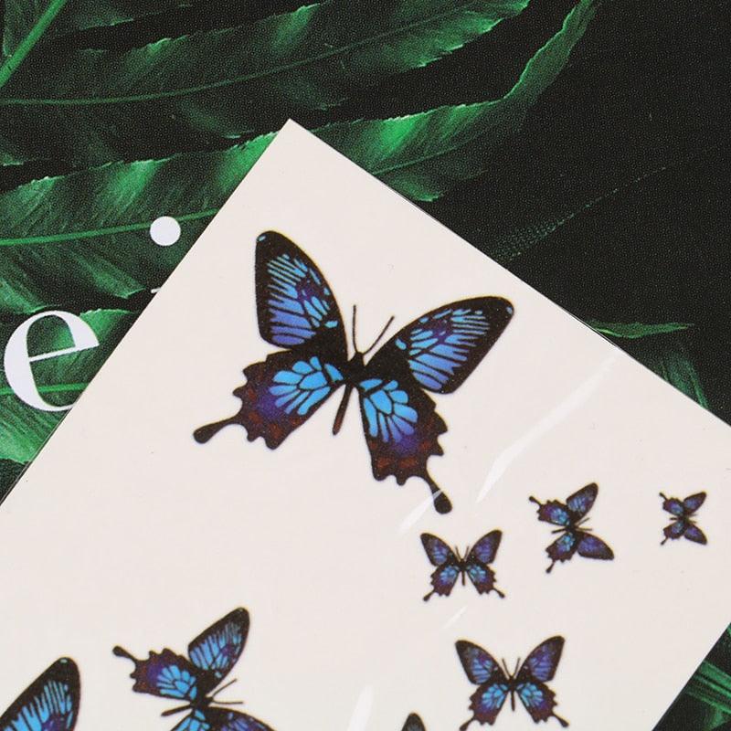 Womens Fashion 3D Butterfly Waterproof Temporary Sticker Tattoo Leg Arm Modern Blue Design For Womens Stevvex