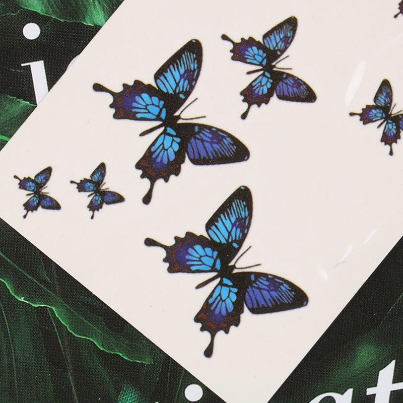 Womens Fashion 3D Butterfly Waterproof Temporary Sticker Tattoo Leg Arm Modern Blue Design For Womens Stevvex