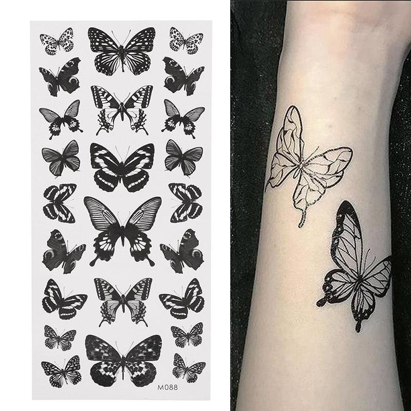 Womens Fashion 3D Butterfly Waterproof Temporary Sticker Tattoo Leg Arm Modern Blue Design For Womens Stevvex