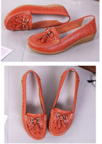 Womens Flats Summer Genuine Leather Shoes Low Heels Slip On Casual Flat Shoes Women's Espadrilles Casual Shoes Spring Comfortable Strong Design