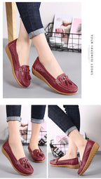 Womens Flats Summer Genuine Leather Shoes Low Heels Slip On Casual Flat Shoes Women's Espadrilles Casual Shoes Spring Comfortable Strong Design