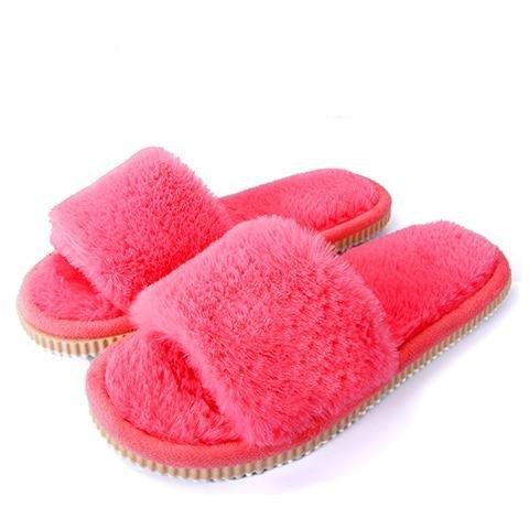 Womens Fur Slippers Winter Shoes Home Slippers Plush Women Indoor Warm Fluffy Cotton Shoes Women's Fuzzy House Memory Foam Slippers Furry Faux Fur Lined Bedroom Shoes Stevvex