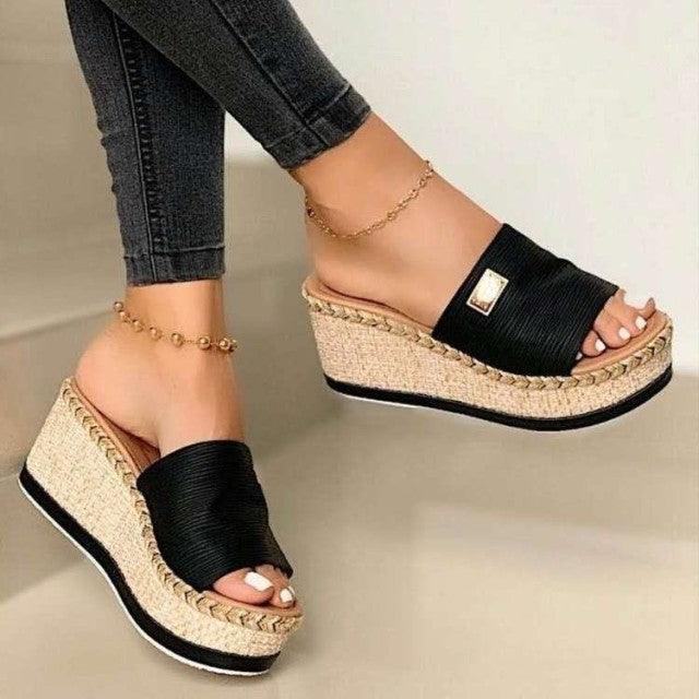 Womens High Heels Sandal Thick Bottom Casual Summer Sandals Woman Platform Casual Flip Flops Summer Beach Sandals Elegant Slippers High Heel Platform Sandals Stevvex