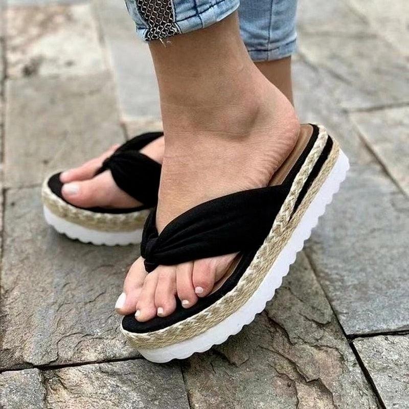 Womens High Heels Sandal Thick Bottom Casual Summer Sandals Woman Platform Casual Flip Flops Summer Beach Sandals Elegant Slippers High Heel Platform Sandals Stevvex