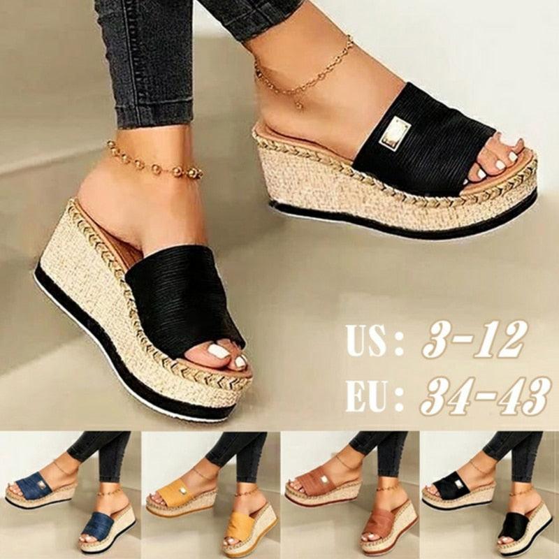Womens High Heels Sandal Thick Bottom Casual Summer Sandals Woman Platform Casual Flip Flops Summer Beach Sandals Elegant Slippers High Heel Platform Sandals Stevvex