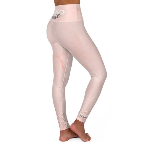 Womens High-waist Fitness Legging Yoga Pants - Pink Peach Marble - SJB-DIAMOND ELITES