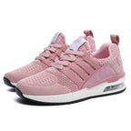 Womens Light Weight Running Sneakers Air Sole Breathable High Quality Sport Women Mesh Running Casual Slip On Flats Comfortable Walking Air Cushion Sneakers Stevvex