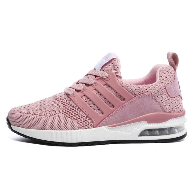 Womens Light Weight Running Sneakers Air Sole Breathable High Quality Sport Women Mesh Running Casual Slip On Flats Comfortable Walking Air Cushion Sneakers Stevvex