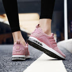 Womens Light Weight Running Sneakers Air Sole Breathable High Quality Sport Women Mesh Running Casual Slip On Flats Comfortable Walking Air Cushion Sneakers Stevvex