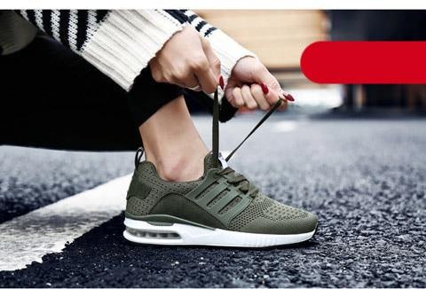 Womens Light Weight Running Sneakers Air Sole Breathable High Quality Sport Women Mesh Running Casual Slip On Flats Comfortable Walking Air Cushion Sneakers Stevvex